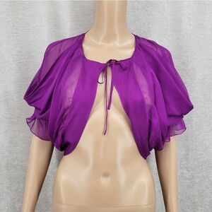Alberta Ferretti Silk Purple Sheer Women's Top Bolero Jacket Chiffon